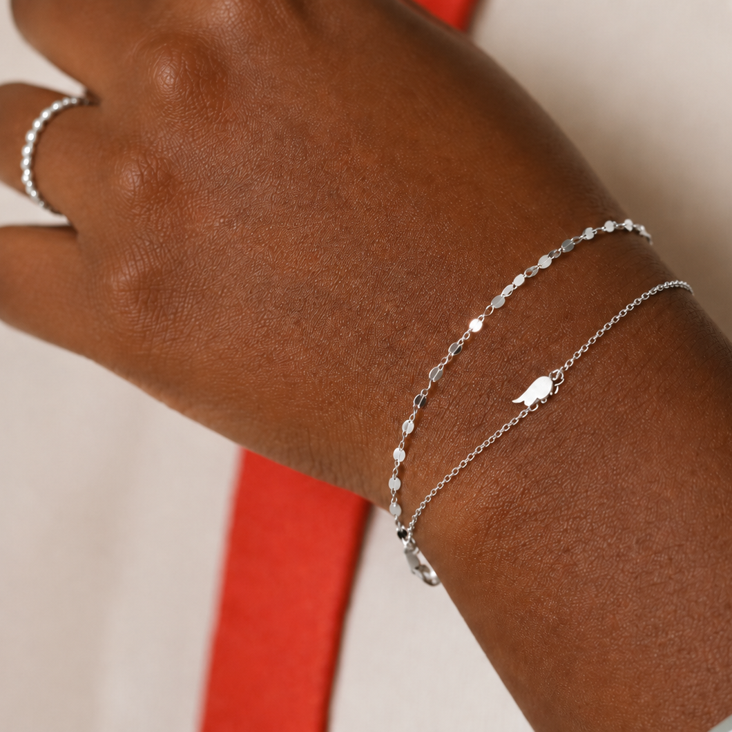 Delicate 925 sterling silver serpentine bracelet  with fine reflective links, minimalist everyday bracelet