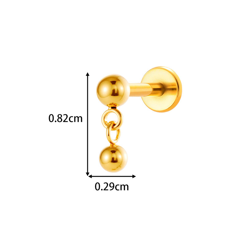 gold double sphere flat back stud earring minimal cartilage jewelry whatnotz