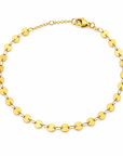 Minimal gold disc chain bracelet with polished round links and lobster clasp