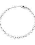 Minimal silver disc chain bracelet with polished round links and lobster clasp