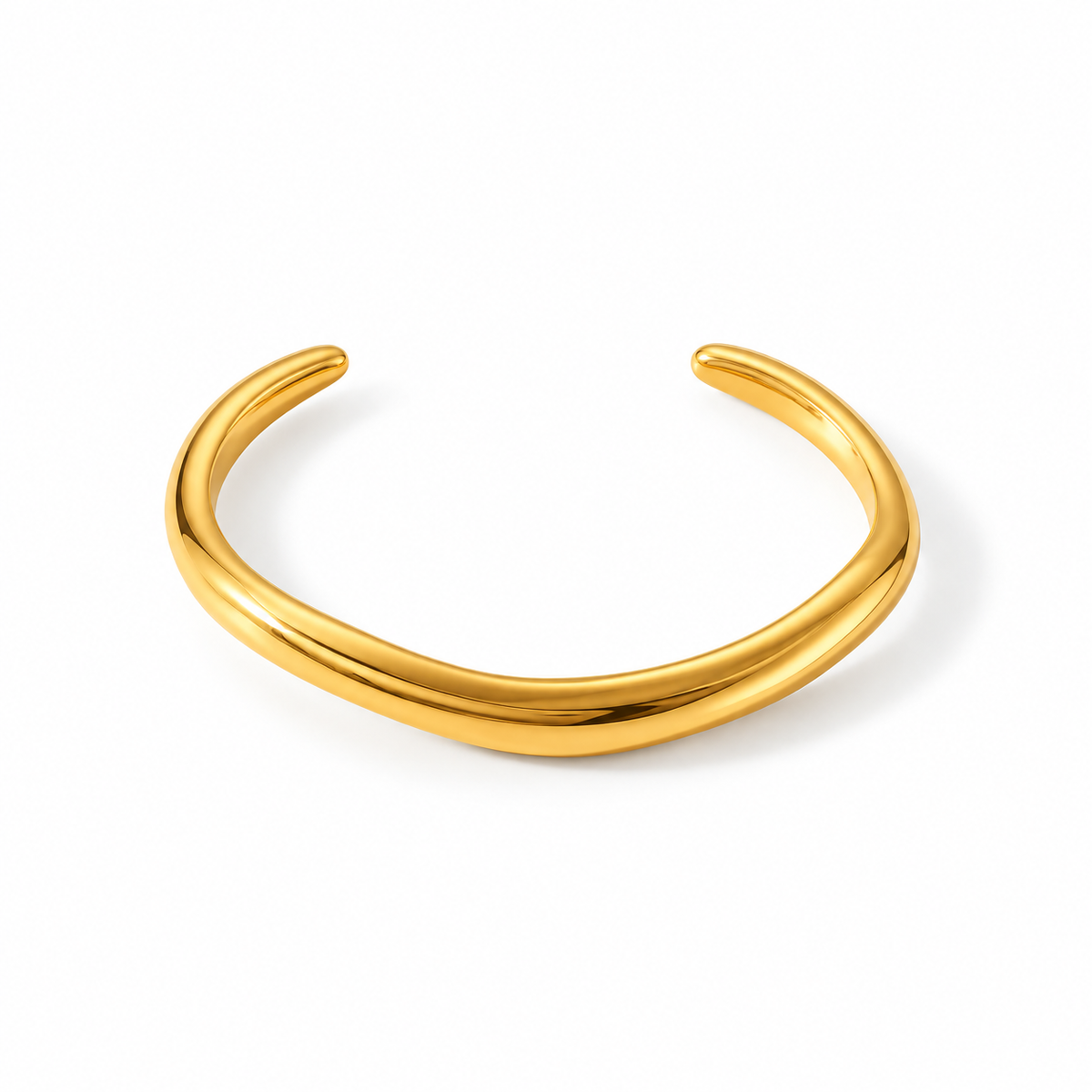 Waverly Cuff Bangle in 18k gold plated stainless steel with waterproof E-coat