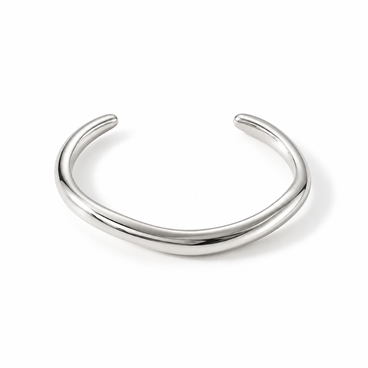 Silver alt text: Waverly Cuff Bangle in rhodium plated stainless steel