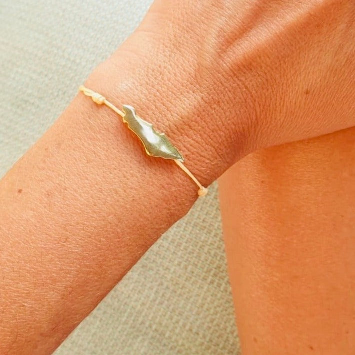 TLV Israel Map friendship bracelet , polished gold  - whatnotz.com 