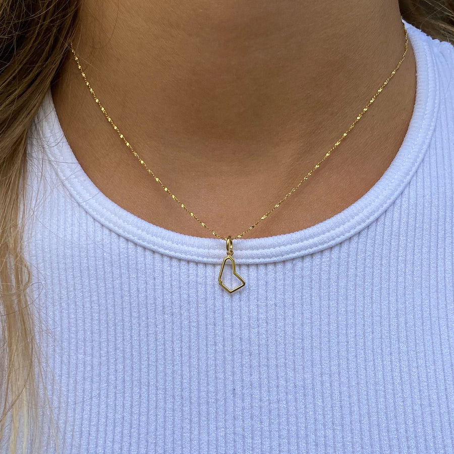 Geometric outline of Barbados charm in gold whatnotz.com