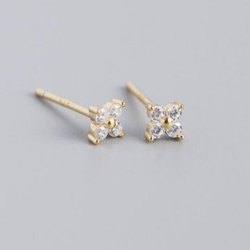 4 white CZ studs gold plated earrings whatnotz.com 