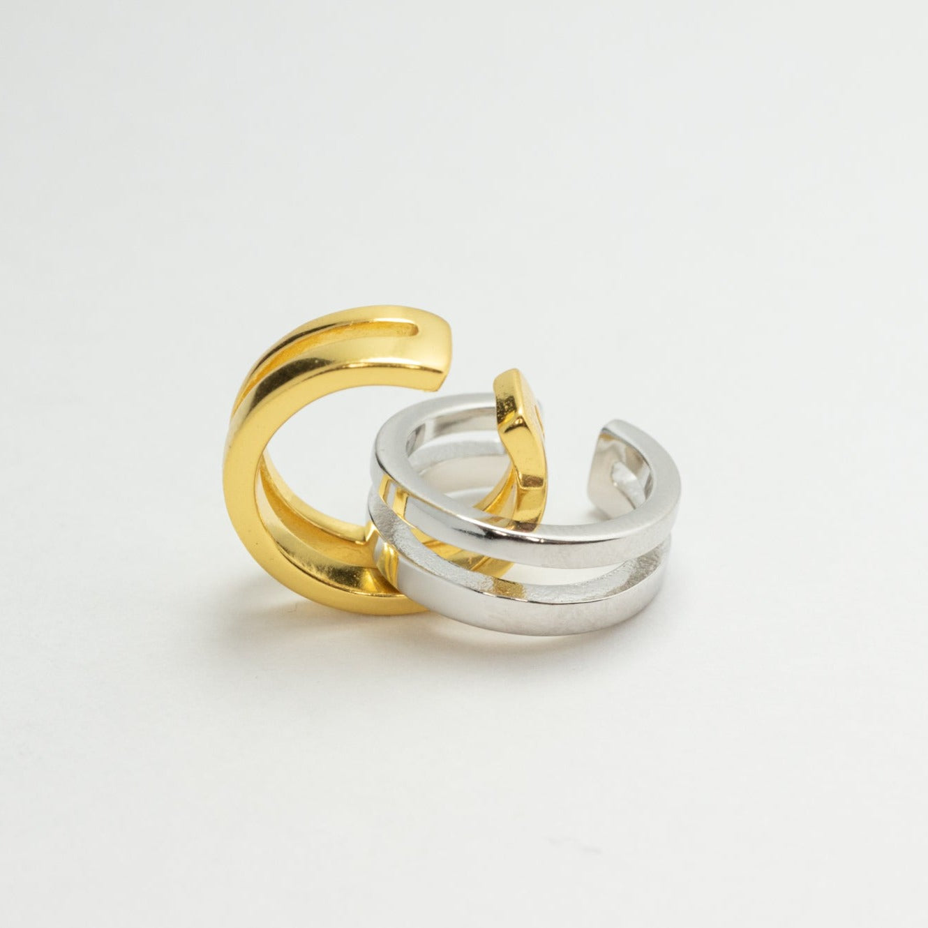 double row gold vermeil & sterling silver ear cuff whatnotz.com