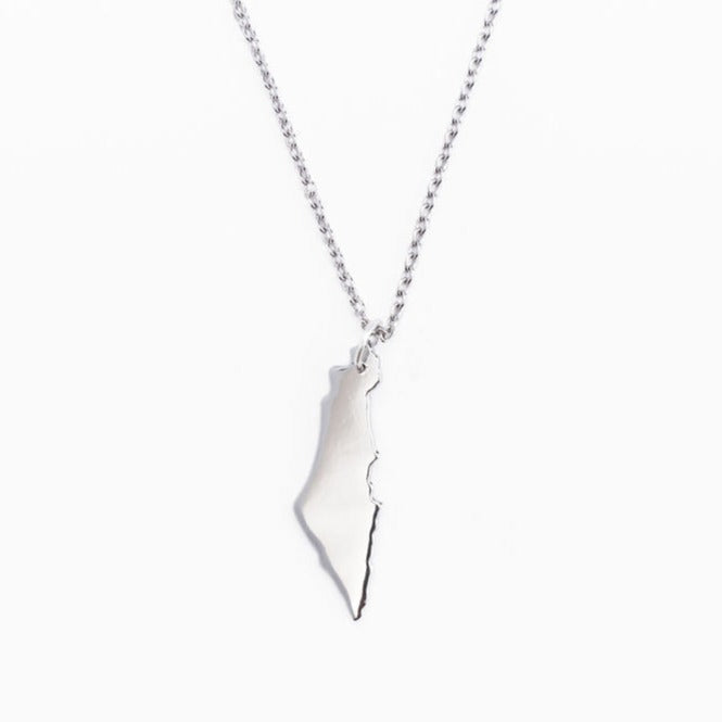 TLV Israel Map sterling silver necklace - whatnotz.com