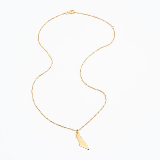 Isreal Map necklace - gold vermeil -whatnotz.com 