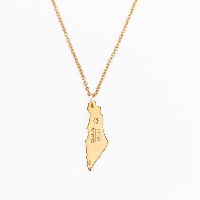 TLV Isreal Map necklace - gold vermeil -whatnotz.com 