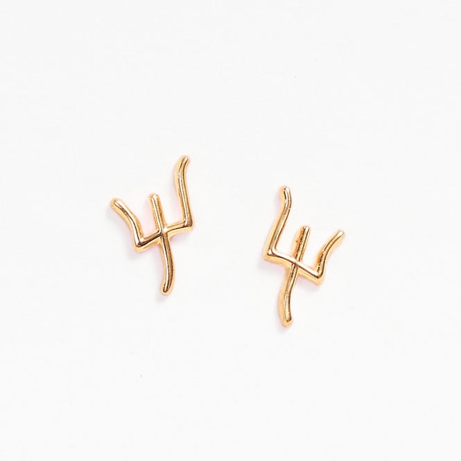 Barbados Trident earring Gold vermeil whatnotz.com 