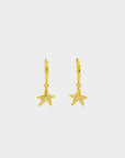 gold star fish huggies with cubic zirconia