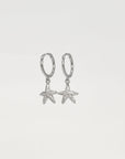 sterling silver star fish huggies wit cubic zirconia