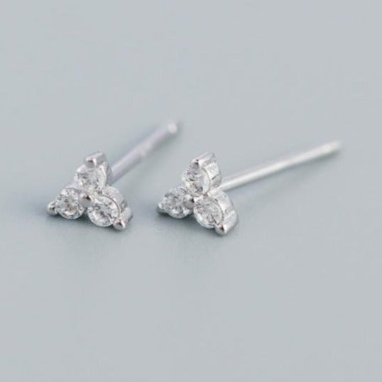 sterling silver 3 CZ stud earrings whatnotz.com