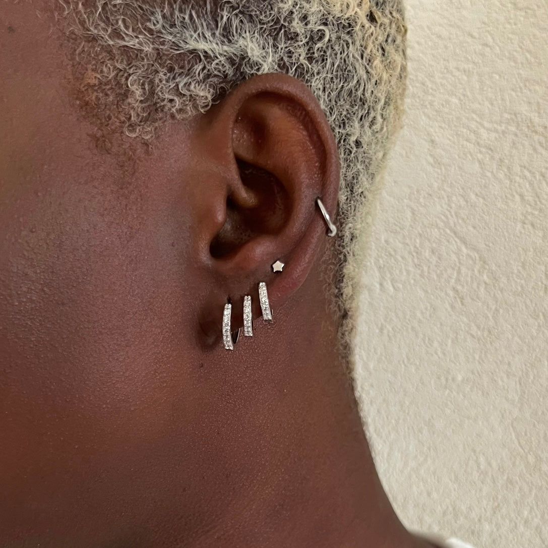 Amelia Silver Huggie Earrings